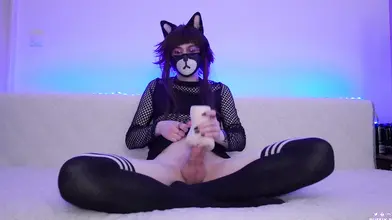 Alt girl with a dick Playing with onahole toy before Big cum load