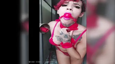 Busty Shemale Seduces in Fetish Lingerie